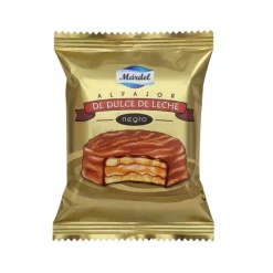 Snack Al Cioccolato|Biscotti E Wafer-Mardel Alfajores dulce de leche e cioccolato fondente, dolcetto ripieno di dulce de leche e ricoperto di cioccolato fondente da 50g
