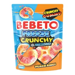 Freeze Dried Candy-Bebeto Peach Rings Freeze Crunchy Gummy, caramelle liofilizzate al gusto pesca da 35g