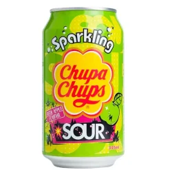 Soft Drink-Chupa Chups Sparkling Green Apple Sour, bevanda aspra alla mela verde 345ml
