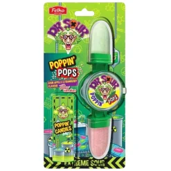 Caramelle Dure, Lollipop E Pez-Felko Dr. Sour Poppin' Pops, caramella al gusto di mela verde e fragola da 35g