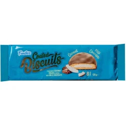 Biscotti E Wafer-Fundiez Coated Biscuits Coconut, biscotti con crema al gusto di cocco da 128g