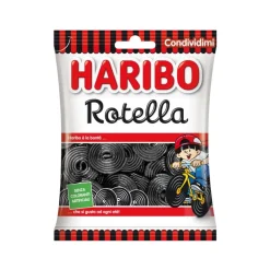 Caramelle Gommose E Morbide-Haribo Rotella liquirizia, caramella al gusto di liquirizia da 80g