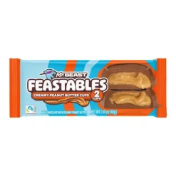 Snack Al Cioccolato-Feastables Mr Beast Feastbles Creamy Peanut Butter Cups, cioccolato al latte con burro di arachidi da 40g