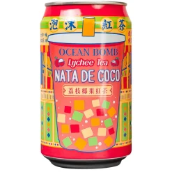 Tè, Bubble Tea E Kombucha|Soft Drink-Ocean Bomb Lychee Tea With Nata De Coco, bevanda di tè nero con nata de cocco aromatizzata al gusto di litchi da 315ml
