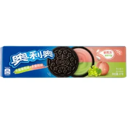 Biscotti E Wafer-Oreo Grape&Peach, biscotti al cioccolato con crema al sapore di uva e pesca da 97g