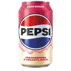 Soft Drink-Pepsi Strawberries 'n' Cream Flavour Zero Sugar, bevanda al gusto di fragola e vaniglia da 330ml
