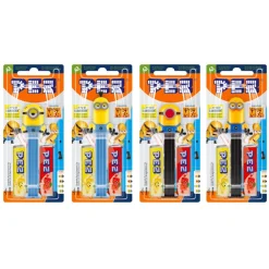 Caramelle Dure, Lollipop E Pez-Pez Minions, caramelle al gusto di frutta e personaggio a sorpresa da 17g