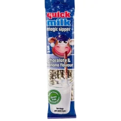 Cannucce Aromatizzate-Quick Milk Magic Sipper Chocolate Banana, cannucce con caramelle al gusto di cioccolato e banana da 30g
