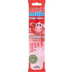 Cannucce Aromatizzate-Quick Milk Magic Sipper Strawberry Flavor, cannucce di caramelle alla fragola da 30g