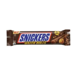 Snack Al Cioccolato|Biscotti E Wafer-Snickers Wafer Rolls, wafer arrotolato ricoperto di cioccolato e ripieno di caramello da 24g