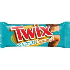 Snack Al Cioccolato-Twix Salted Caramel, barrette al cioccolato ripiene di caramello salato da 46g