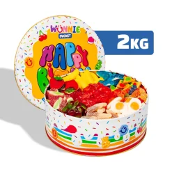 🍒🐻 Wunnie - La Candy Box-Wunnie Bucket “Happy Birthday”, latta di caramelle gommose da comporre con i gusti preferiti del festeggiato - 2 kg