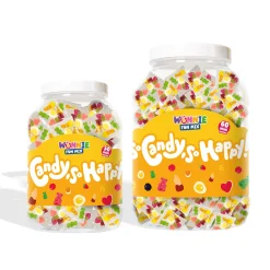 🍒🐻 Wunnie - La Candy Box-Wunnie Fun Mix, barattolo con bustine monoporzione di caramelle gommose in gusti assortiti (30 o 60 pz)