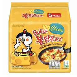 Pasta, Riso E Noodles-Samyang 5x Buldak Hot Chicken Flavor Ramen Cheese, ramen al pollo piccante da 140g